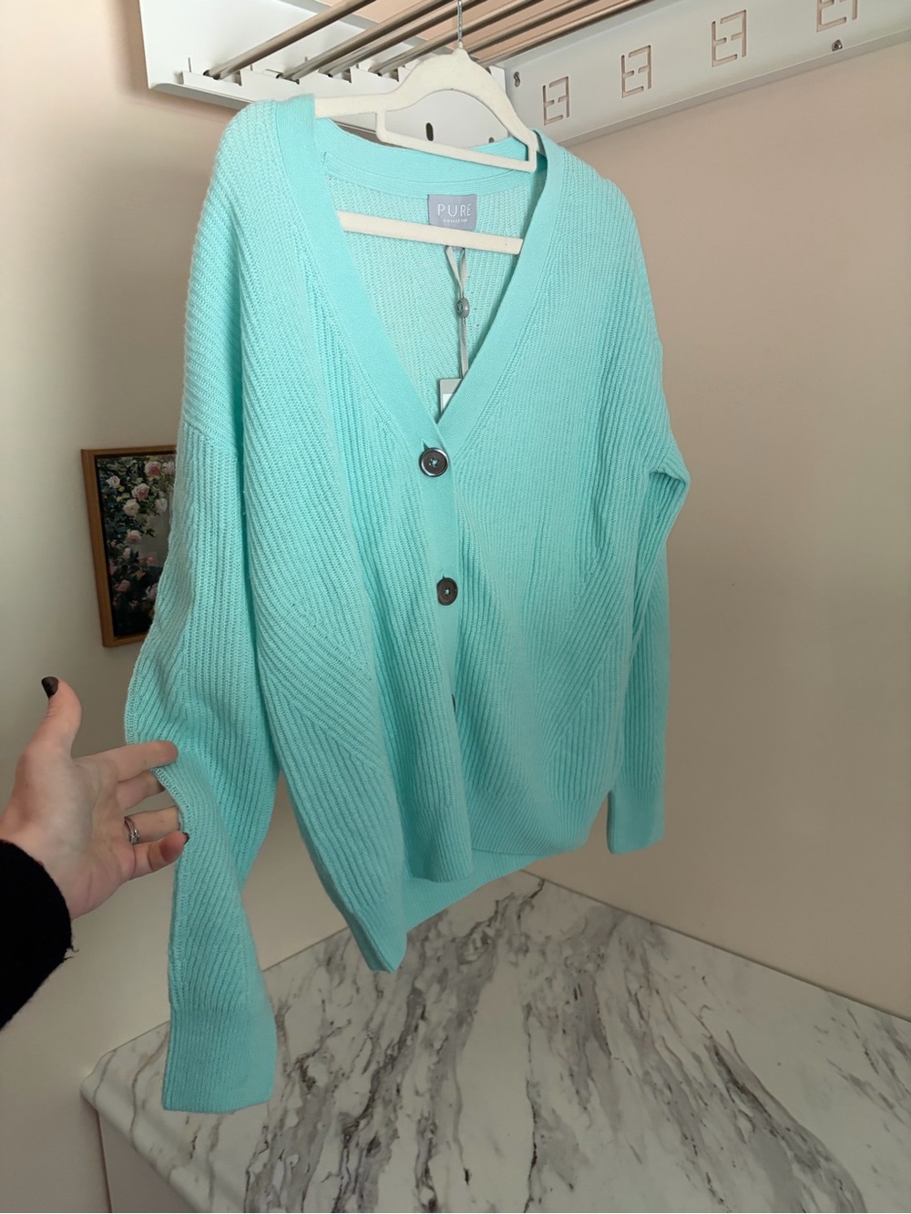 NWT Pure Collection Wool/Cashmere V-Neck Button Cardigan